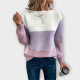 Klara - Elegantan trobojni patchwork pulover