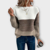 Klara - Elegantan trobojni patchwork pulover