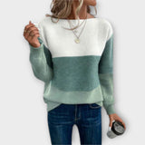Klara - Elegantni trobojni patchwork pulover