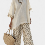 Boho Chic Daisy Set: Dugačka bluzica i široke hlače za jedinstveni stil