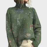 HANA - Udoban, uzorak pleteni pulover, inspiriran šumom